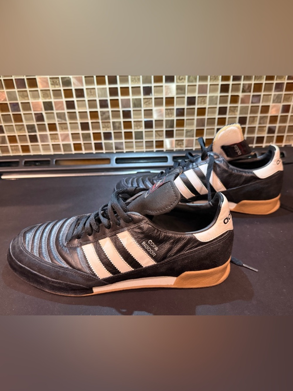 adidas Black and White Men's Copa-Style Athletic Sneakers